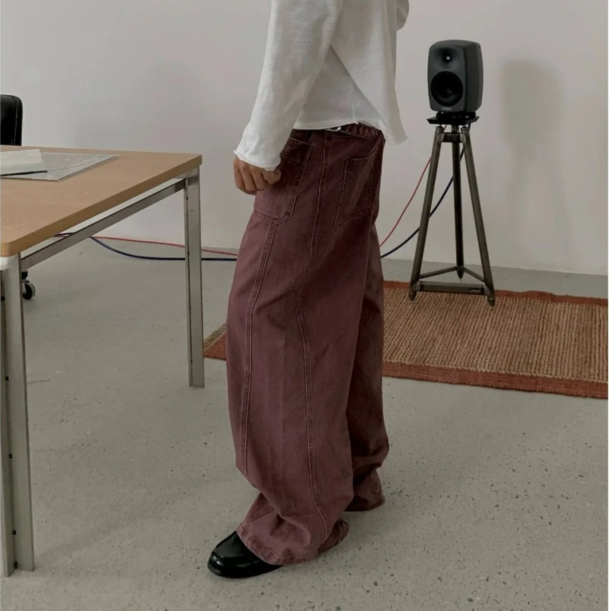 フェードツイル　パッチポケット　ワイドストレートパンツ　N1889