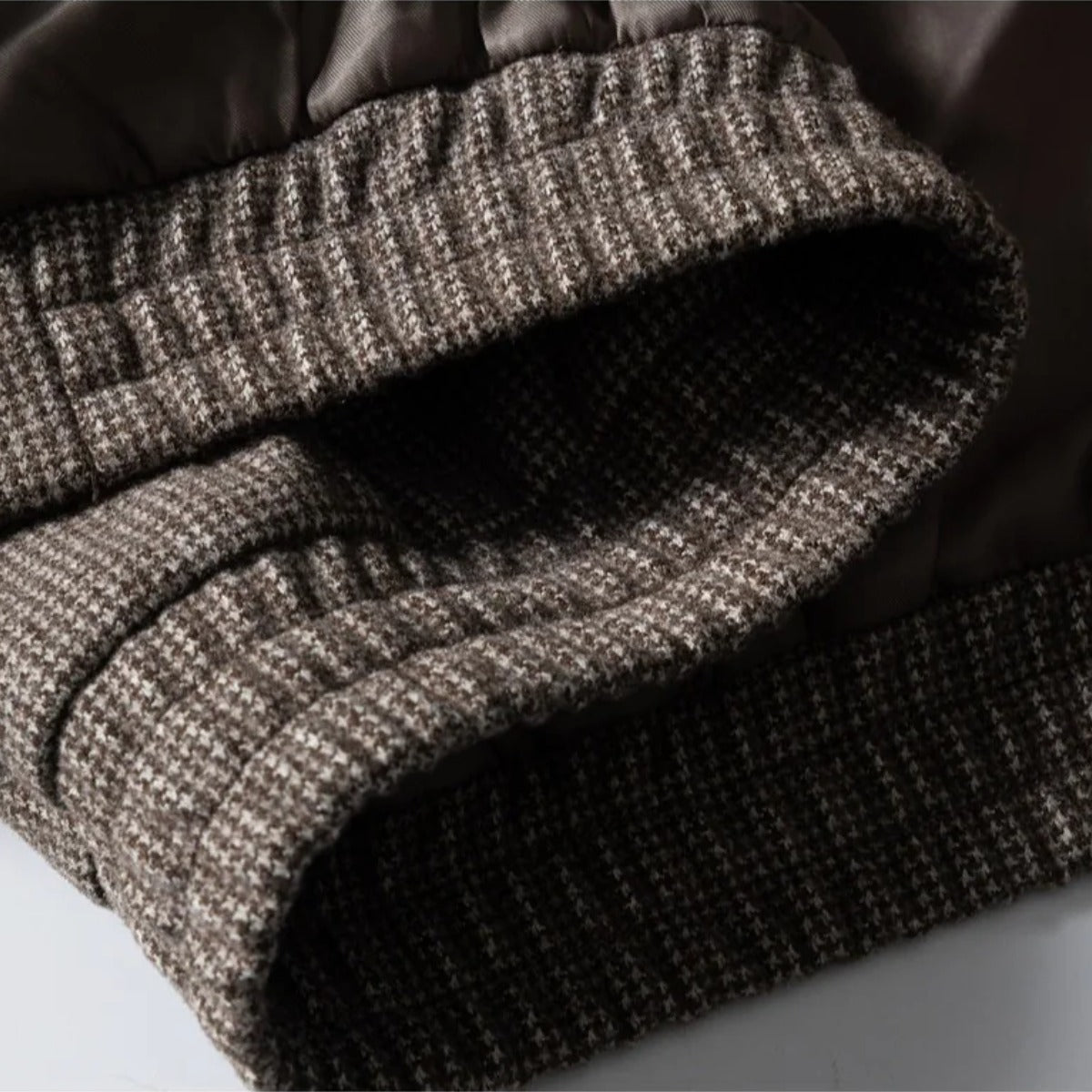 PUレザーコンビ　ハウンドトゥース　ZIPジャケット　N1896