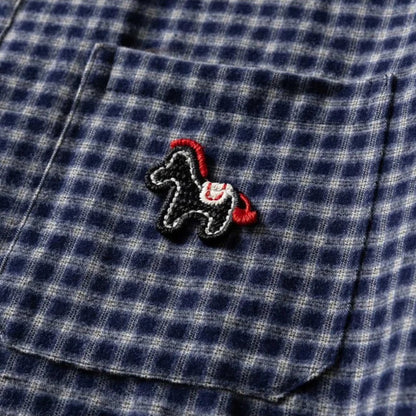 ワンポイント刺繍　ギンガムチェック　レギュラーシャツ　N1940