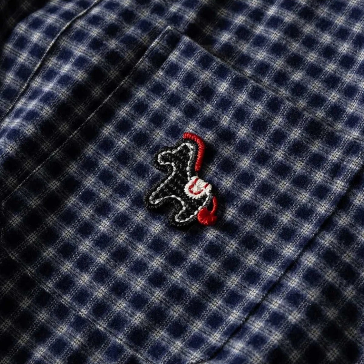 ワンポイント刺繍　ギンガムチェック　レギュラーシャツ　N1940
