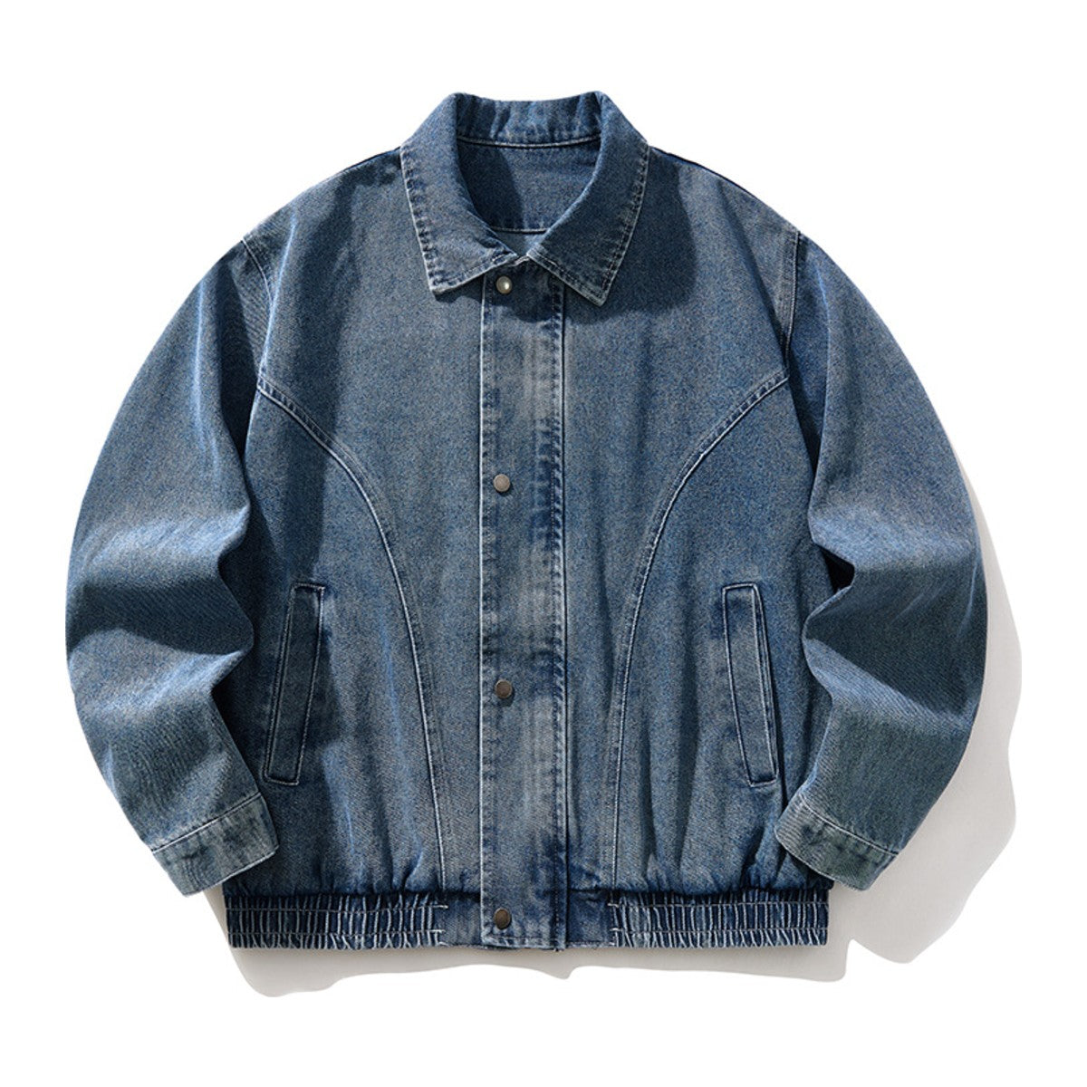 レーヨン混デニム　パネルデザイン　ZIPジャケット　N1959