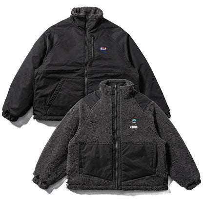リバーシブルボア　ワンポイント　ジャケット　N1999　ブラック（ボア面／ナイロン面）