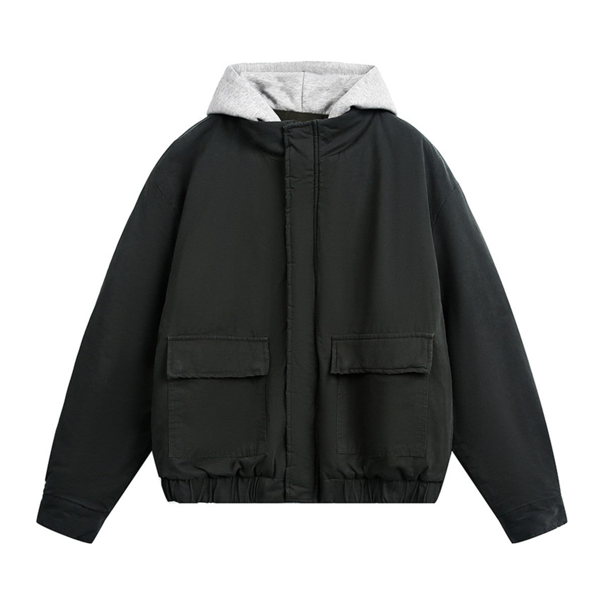 パデッド　フェイクレイヤード　フーデッドジャケット　N2004