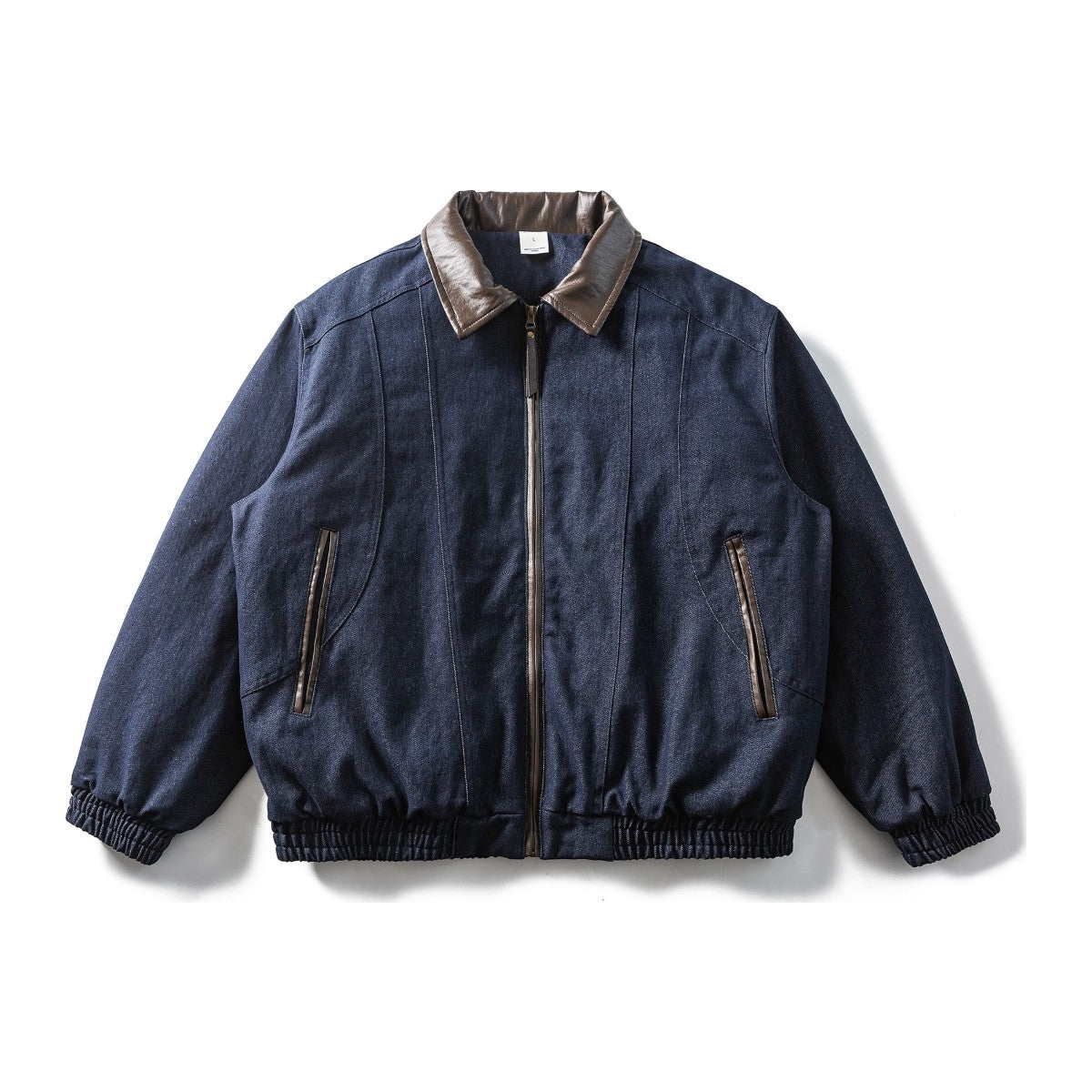 パデッド　PUレザーカラー　デニムジャケット　N2048